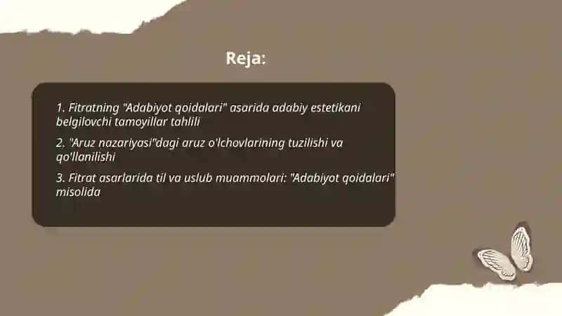Fitratning "adabiyot qoidalari ", " aruz nazariyasi " asarlari tahlili 2