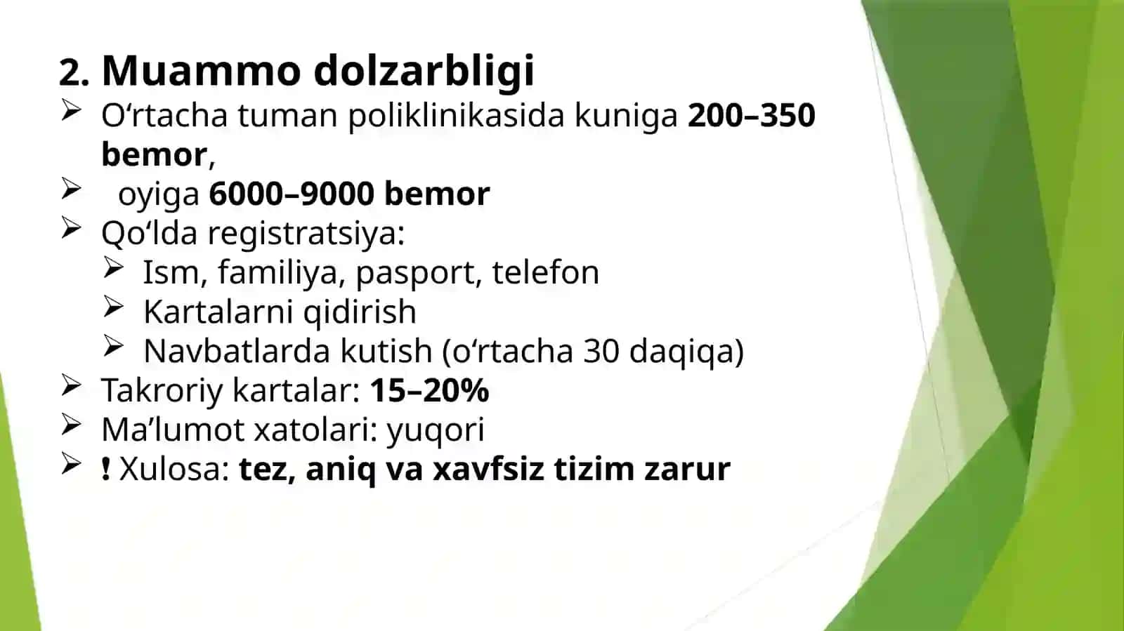 Tibbiyot muassasasida bemorlarni yuzni aniqlash orqali avtomatik registratsiyadan o‘tkazish va elektron bemor kartasini chiqarish 2