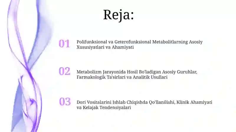 Poli va geterofunksiyanal birikmalar metobolitlar dori vositalari sifatida 2