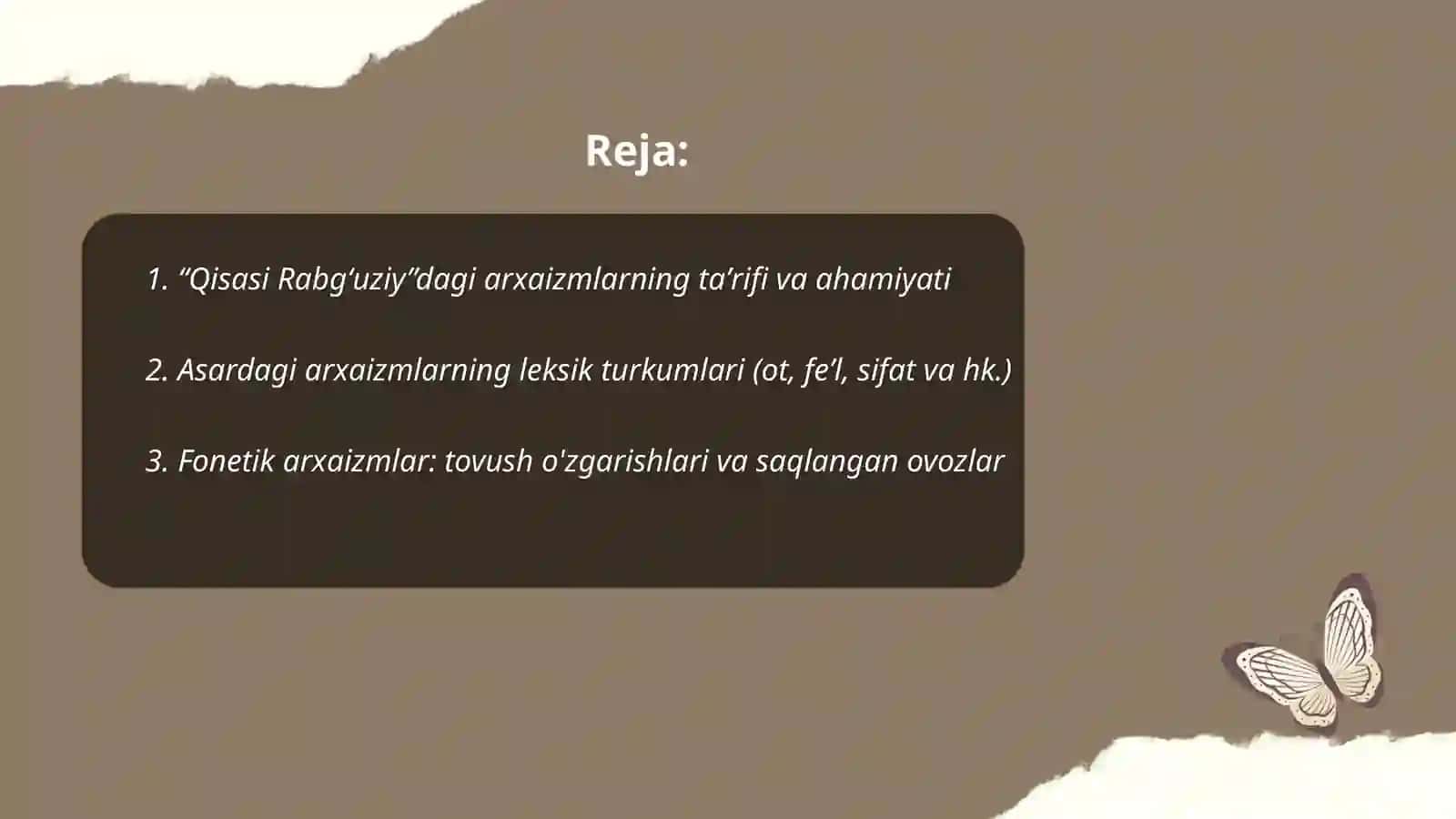 Qisasi Rabgʻuziydagi arxaizmlar 2
