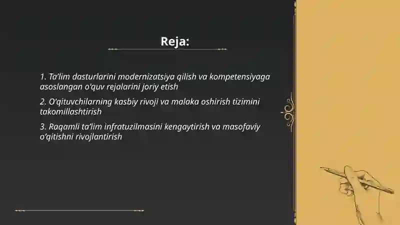 Yangi Oʻzbekistonda taʼlim sohasida amalga oshirilayotgan oʻzgarishlar 2