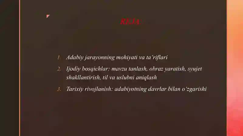 ADABIY JARAYON, ADABIY HAYOT VA IJTIMOIY VOQELIK 2