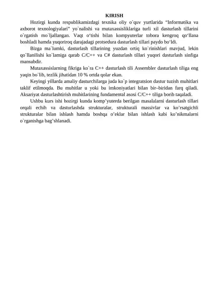 C++ strukturali algoritmlarda dastur tuzish 2