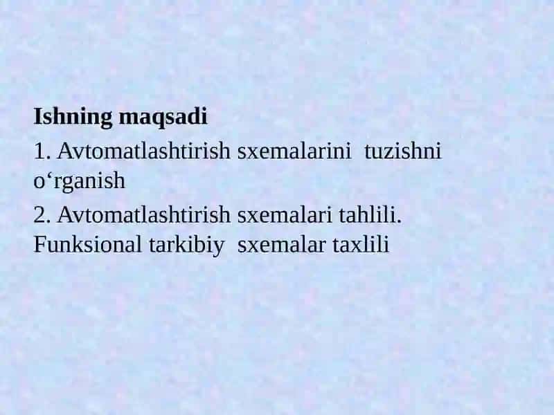 Avtomatlashtirish sxemalari tuzish 2