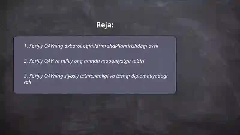 Xorijiy OAVning media makondagi oʻrni 2