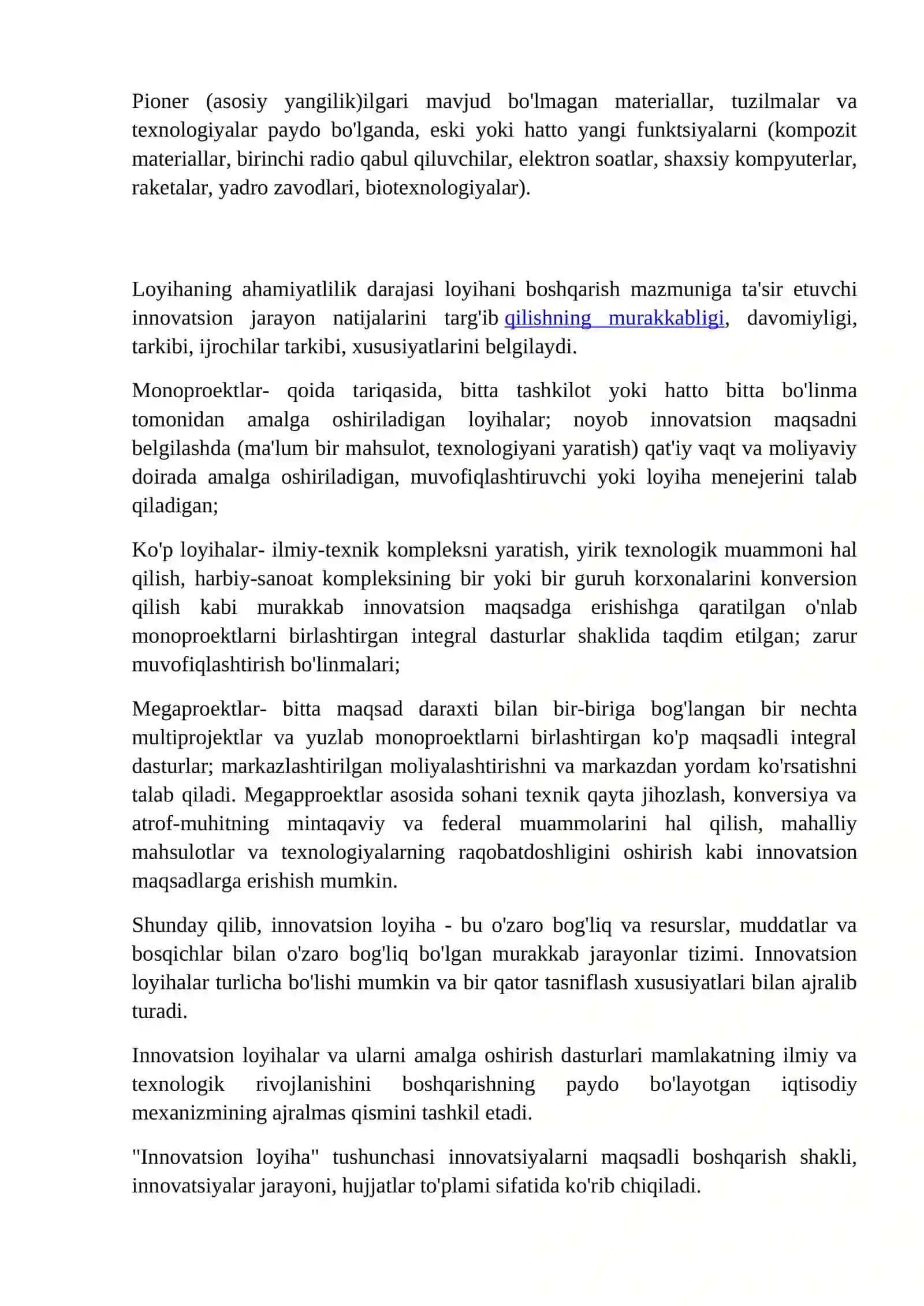 Innovatsion loyihani amalga oshirish va uning samaradorligini nazorat qilish 2