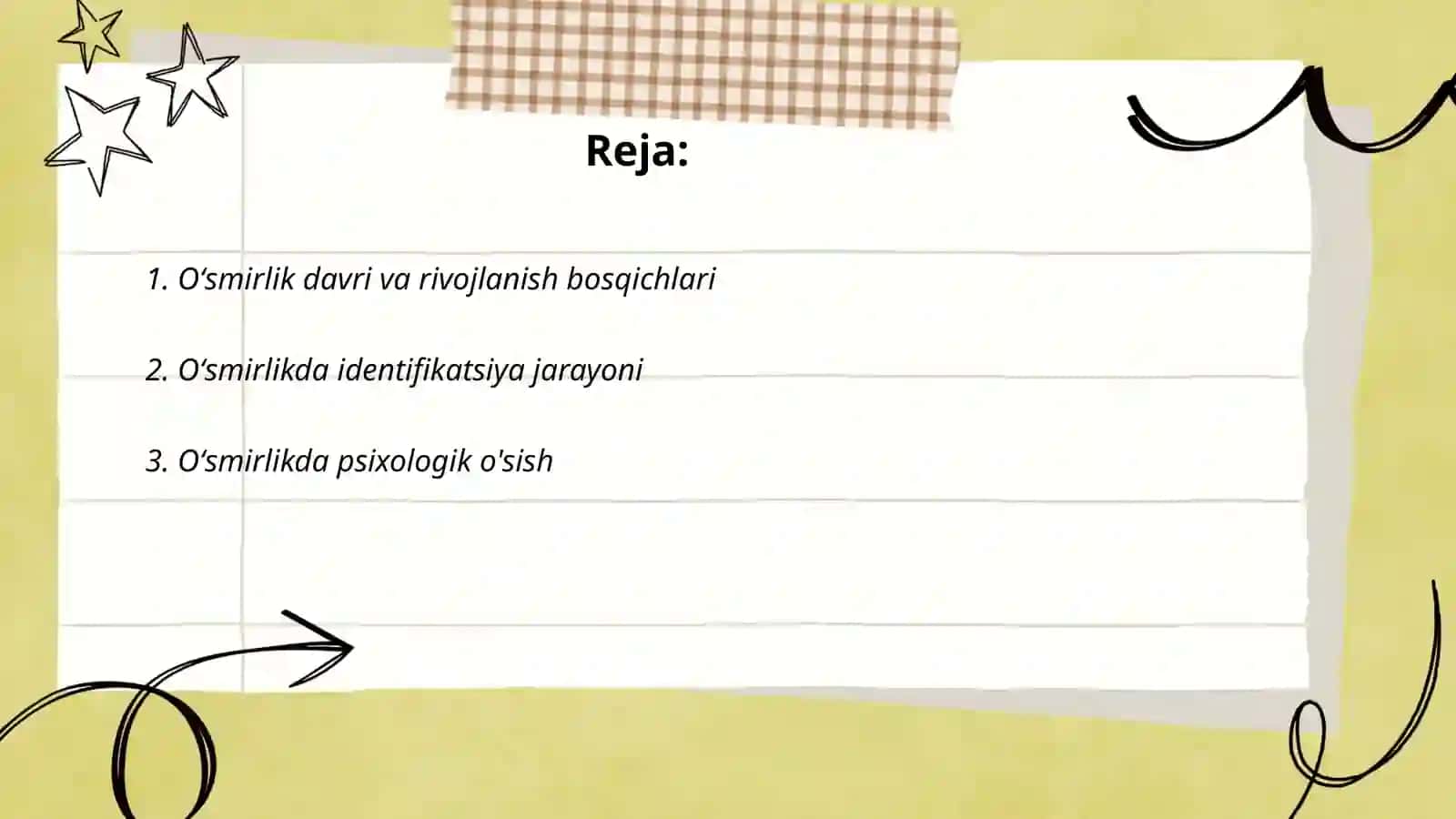 Oʻsmirlik davridagi psixik rivojlanishning umumiy tasnifi 2
