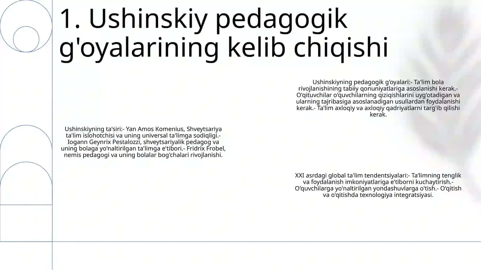 K.D.Ushinskiyning Pedododik Ĝoyalari. Xx Asr Jahon Ta'Lim Tizimidagi Global Tendensiyalar 2