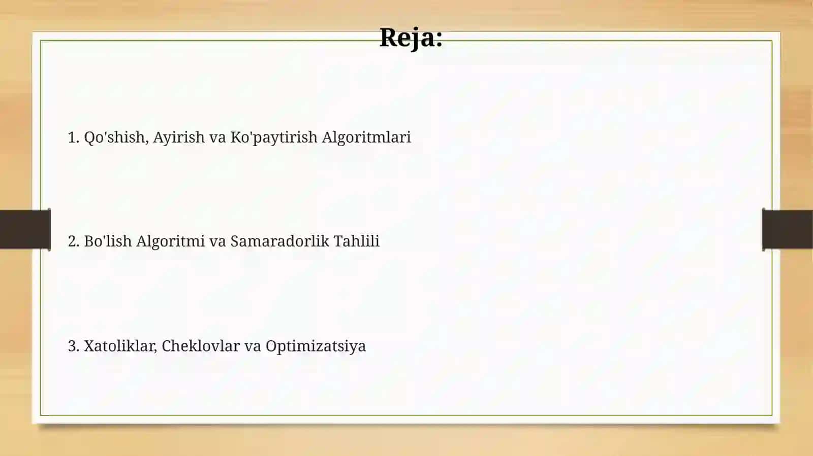 Oʻnli sanoq sistemasidagi nomanfiy butun sonlarni arifmetik amallarning algoritmi 2