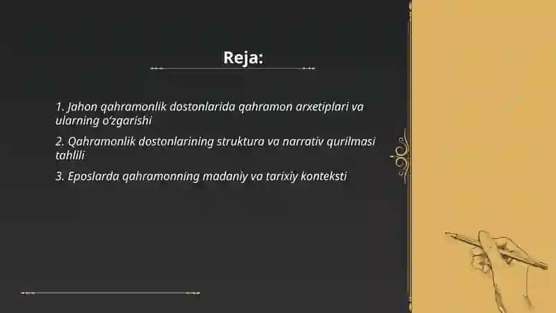 Jahon qahramonlik dostonlari tahlili 2