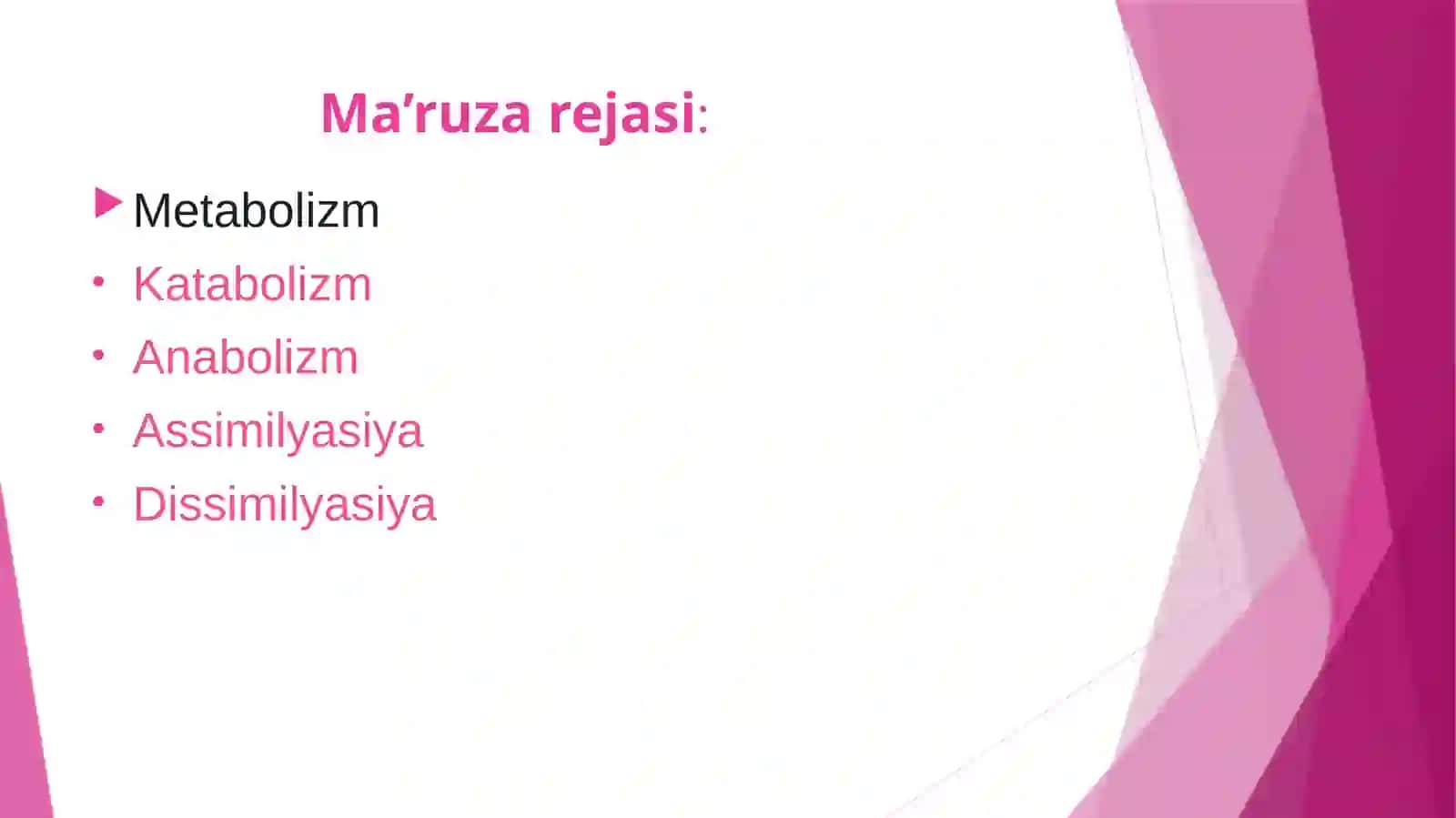 Moddalar va energiya almashinuvi 2