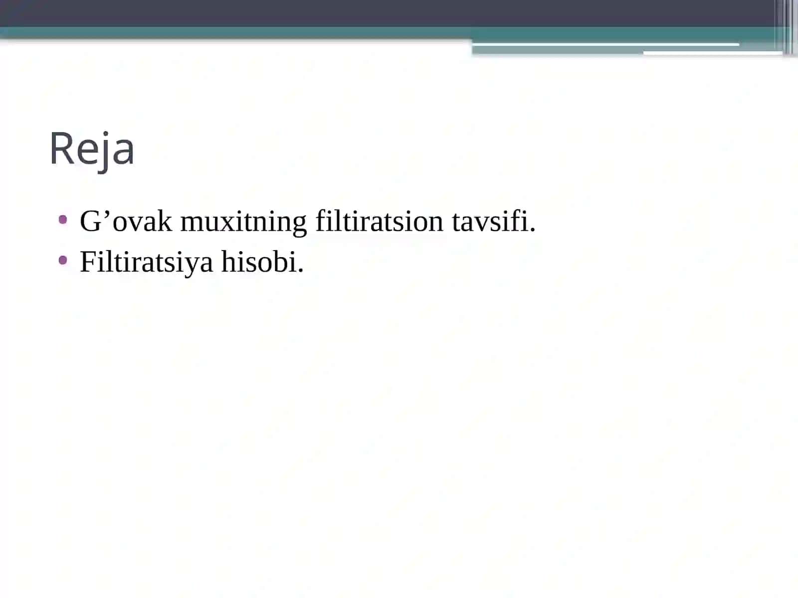 G’ovakmuxitning filtiratsion tavsifi. Filtiratsiya hisobi 2