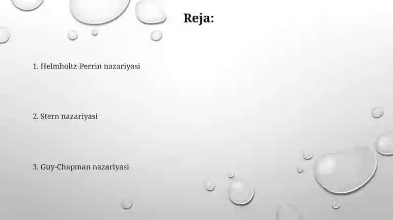 Elektr qavatining tuzulishi haqidagi Gelmgoltr-Perren, Gui-Chepmen va Shtern nazariyasi 2