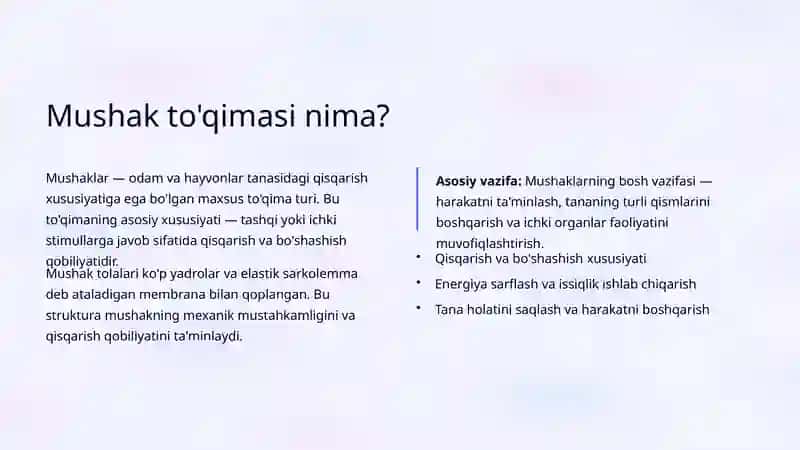 Mushaklarning umumiy tuzilishi va tasnifi 2