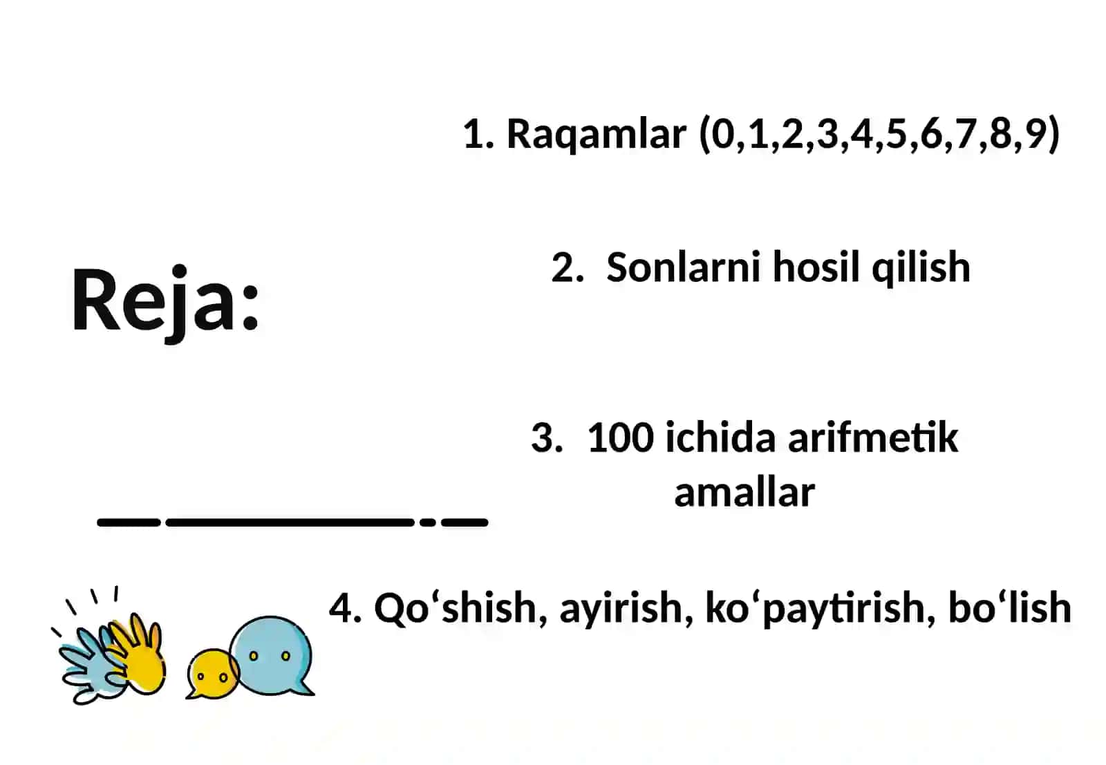 100 ichida nomanfiy butun sonlar ustida arifmetik ammallar 2
