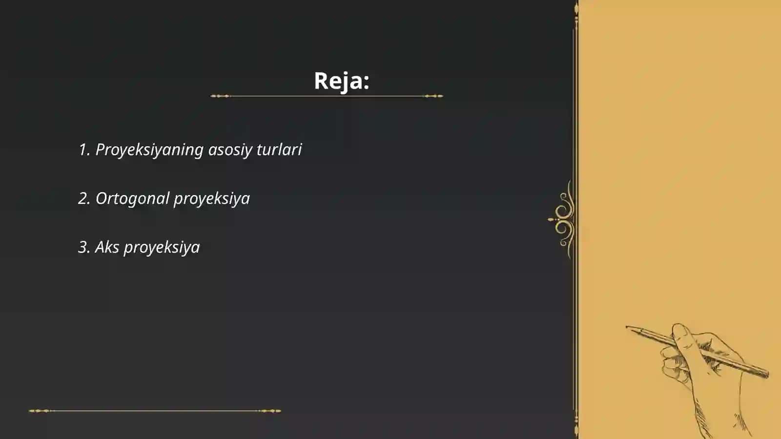 Proyeksiyaning asosiy turlari 2