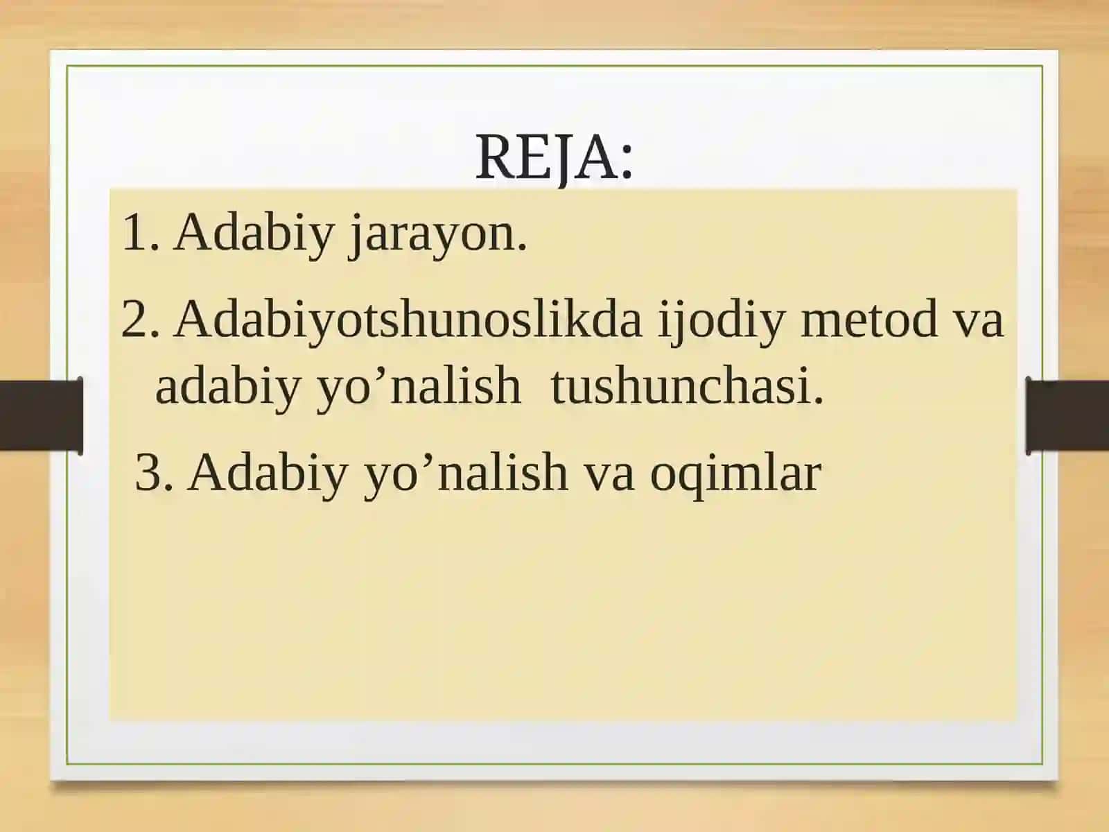 Adabiy jarayon. Ijodiy metod, adabiy yo’nalish va oqimlar 2