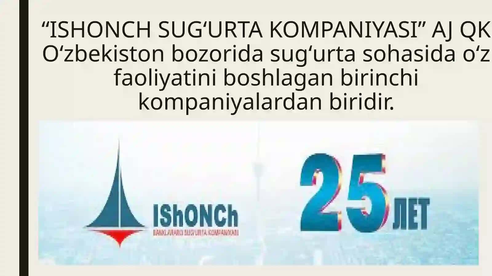 "ISHONCH SUGʻURTA KOMPANIYASI" AJ 2