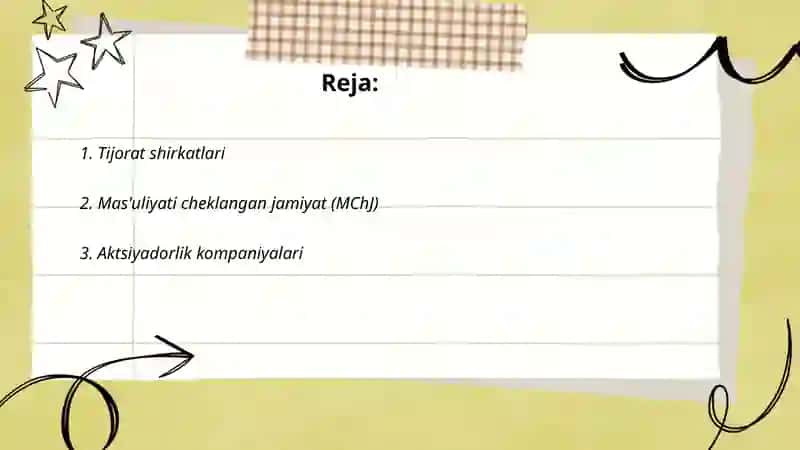 Tijoratchi yuridik shaxslarning tashkilik xuquqiy shakllari 2