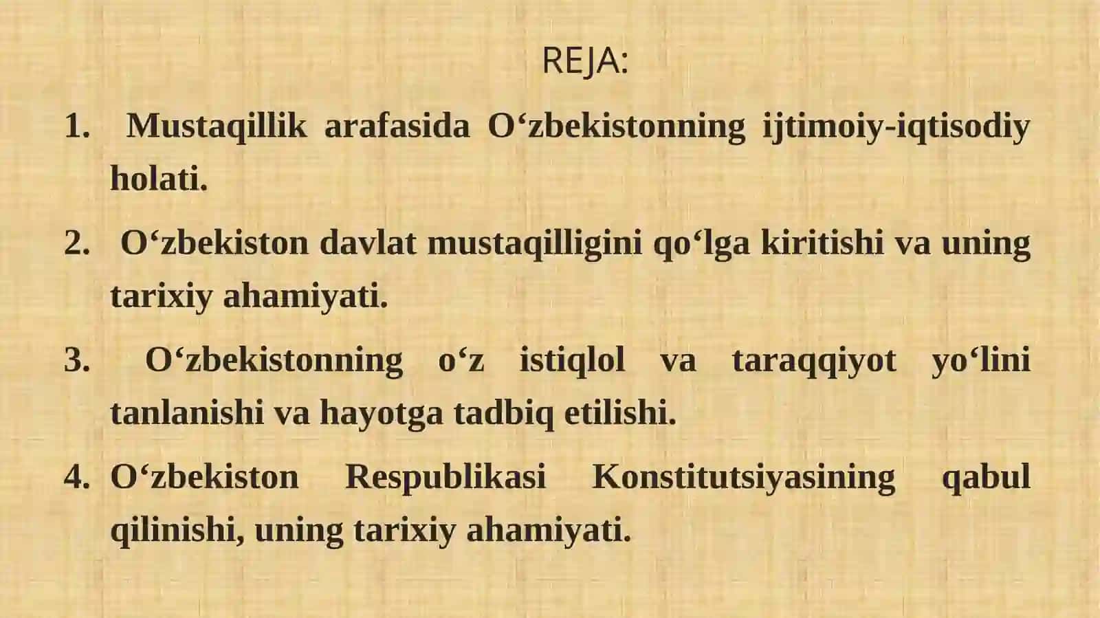 MUSTAQIL O‘ZBEKISTON RESPUBLIKASINING TASHKIL TOPISHI VA UNING TARIXIY AHAMIYATI. O‘ZBEKISTONNING O‘ZIGA XOS ISTIQLOL VA TARAQQIYOT YO‘LI 2