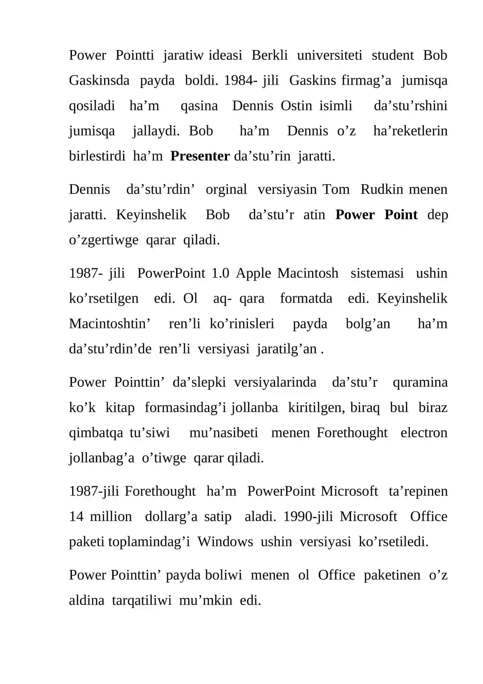 Power Point da’stu’ri. Menyui.U’skeneler paneli. Slayd: slayd jasaw, slayd qa’lipin o’zgertiw slayd qa’lpine jan’a obyektler qosiw, slayd parametrleri slayd ko’lemi ha’m ko’rinisi 2