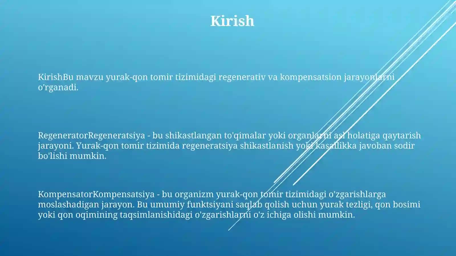 Yurak-Qon Tomirlar Tizimida Regenerator Va KompensatorJarayonlar 2