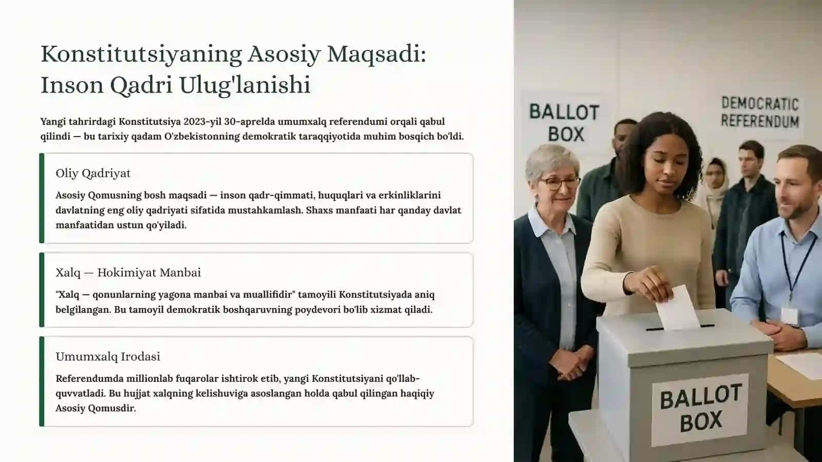 Yangi O'zbekiston Konstitutsiyasi: Uyg'unlik va Adolat Tamoyillari 2