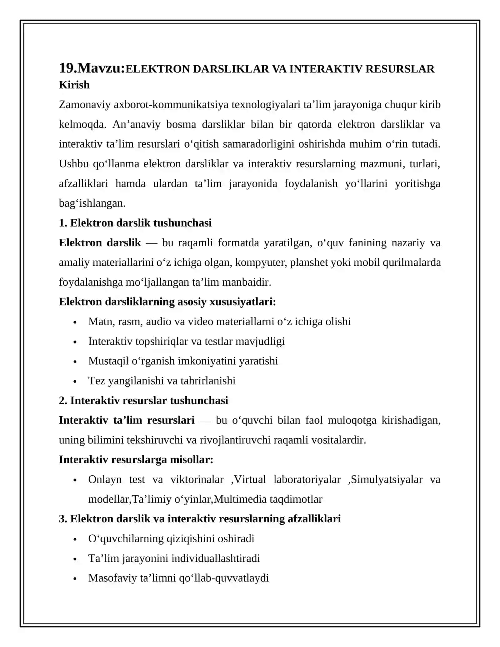 ELEKTRON DARSLIKLAR VA INTERAKTIV RESURSLAR 2