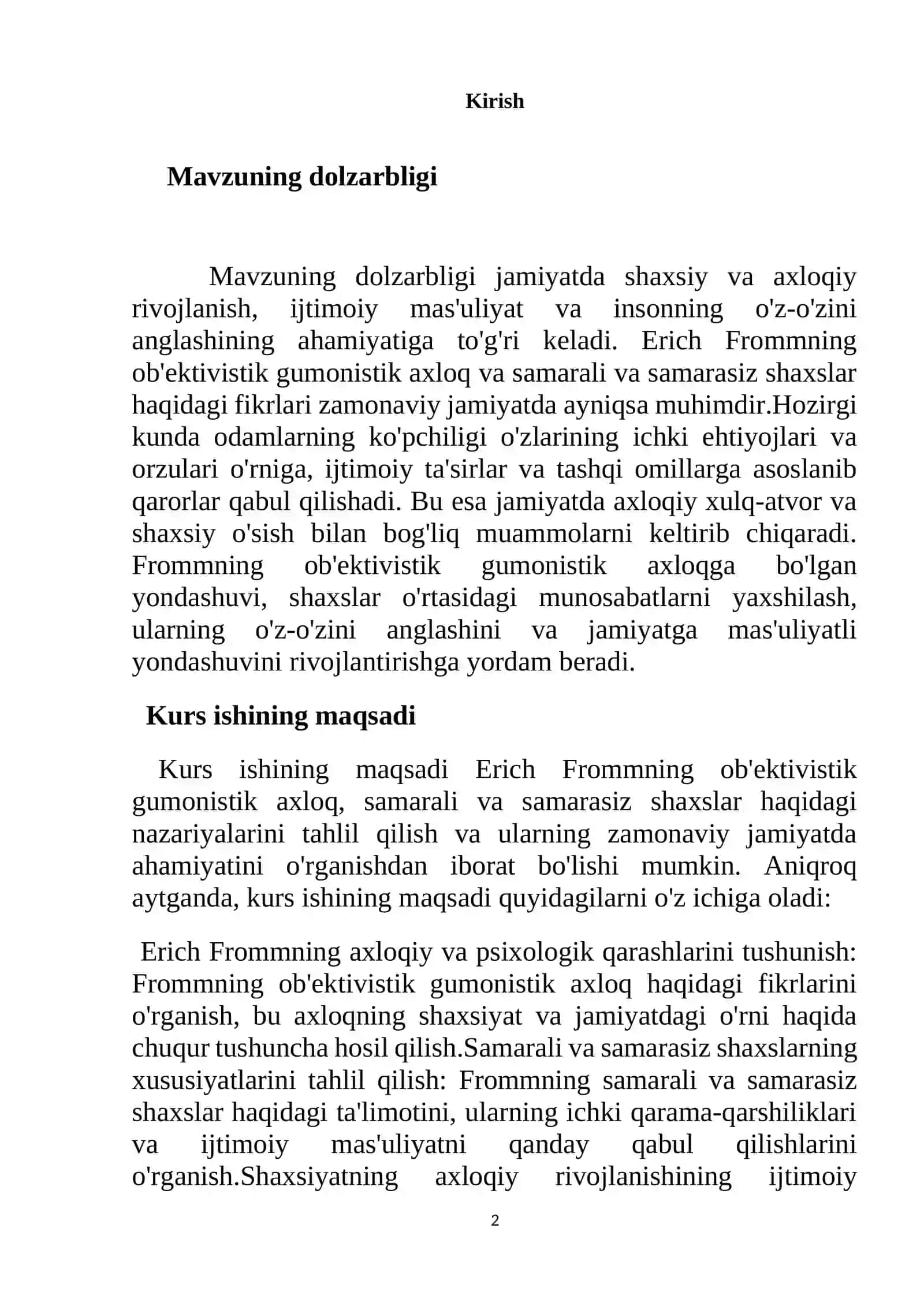 Ob'ektivistik gumonistik axloq va samarali va samarasiz shaxsning umumiy xususiyatlari.Froom 2