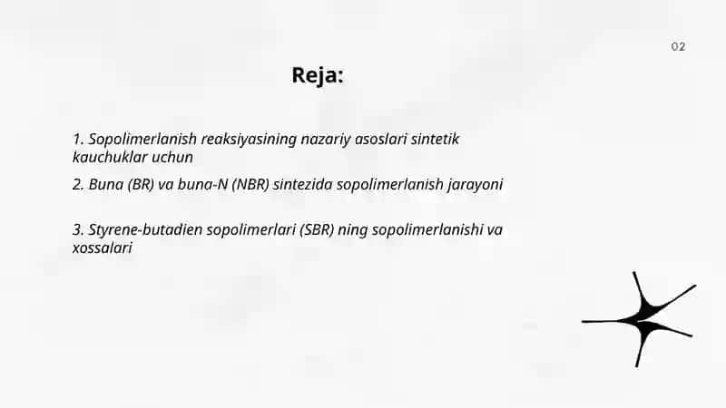 Sopolimerlanish reaksiyasi bo'yicha olinadigan sintetik kauchuklar 2