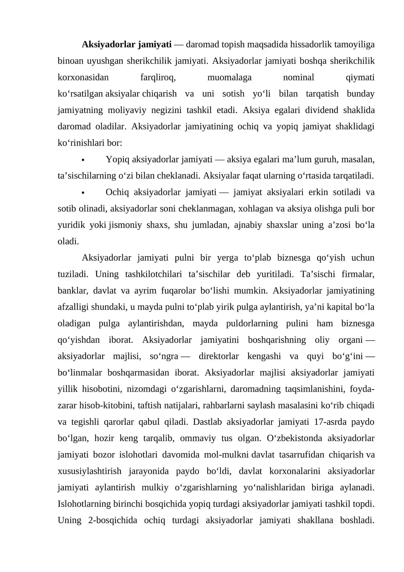 Aksiyadorlik jamiyatlarini qayta tashkil etish va tugatish 2