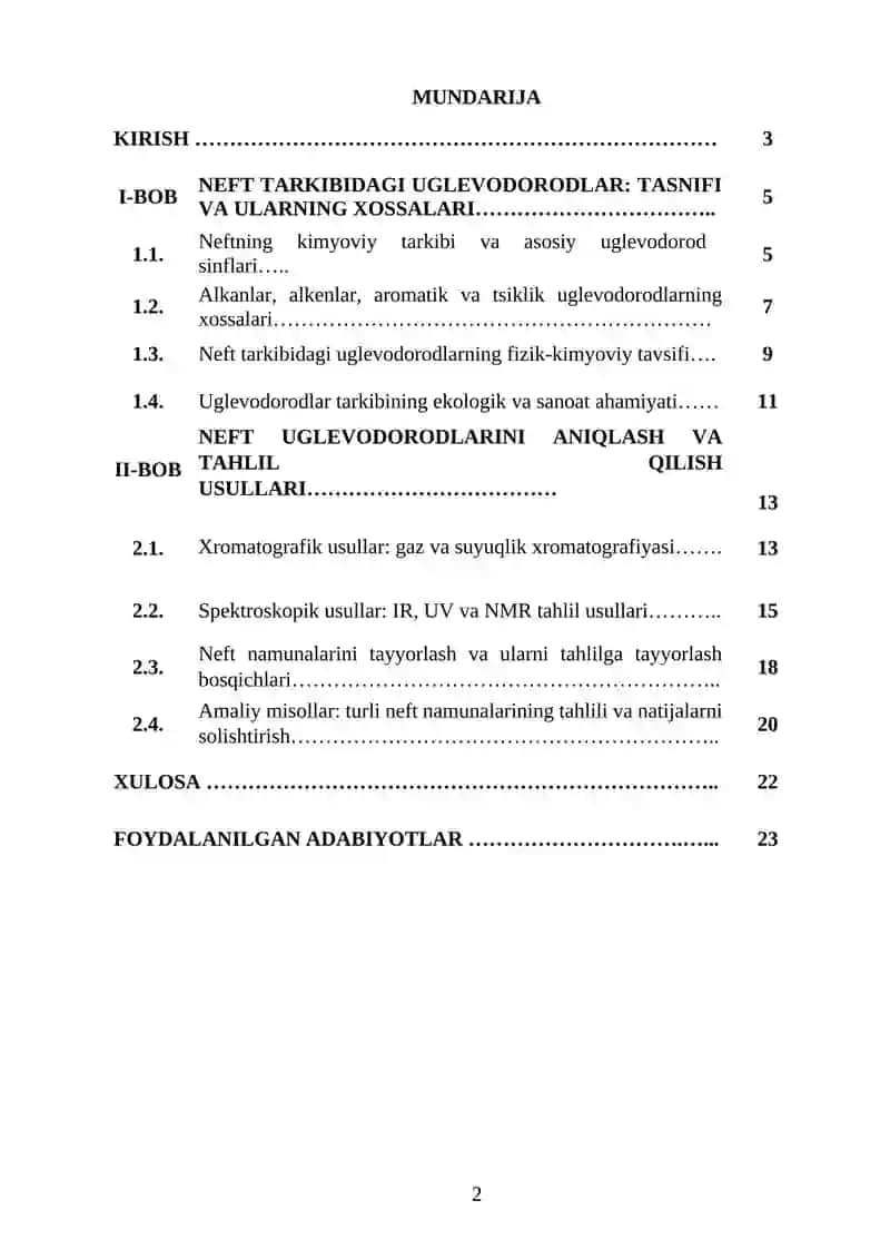 NEFT TARKIBIDAGI UGLEVODORODLARNING ANALITIK TAHLILI VA ULARNI ANIQLASH USULLARI 2