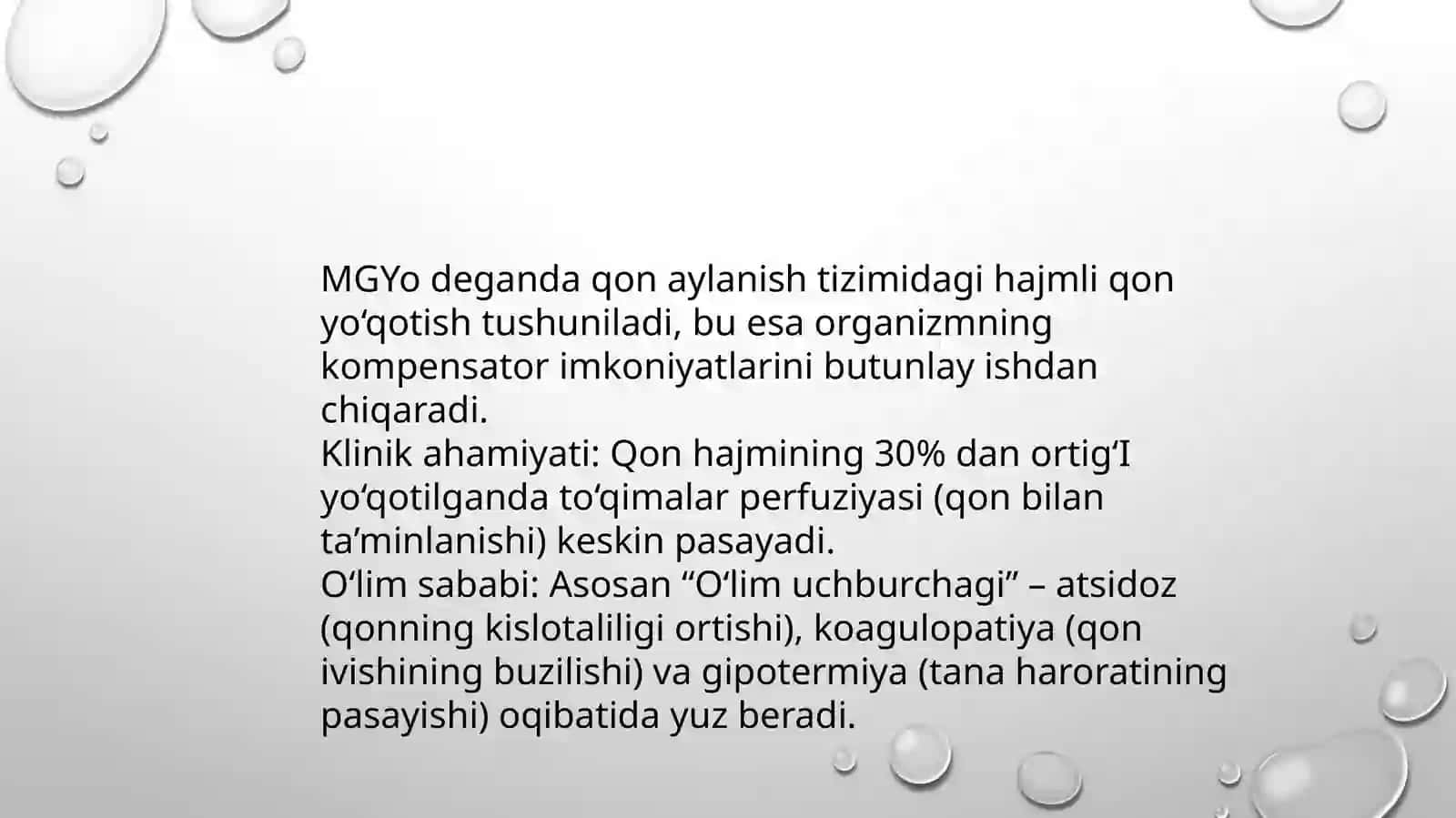 Massive Qon Yo‘qotish Sindromi | Massive Blood Loss Syndrome | Shoshilinch Tibbiy Yordam PPT 2