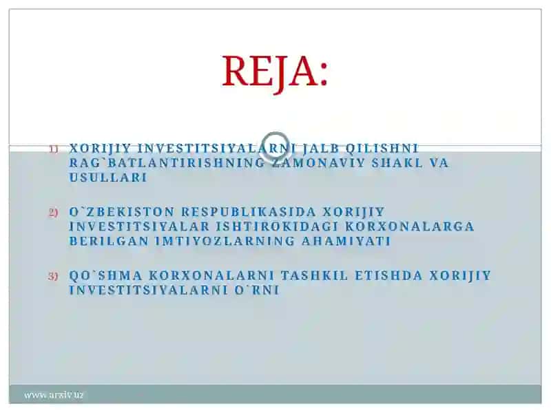 Xorijiy investitsiyalar ishtirokidagi korxonalarga berilgan imtiyozlarning ahamiyati 2