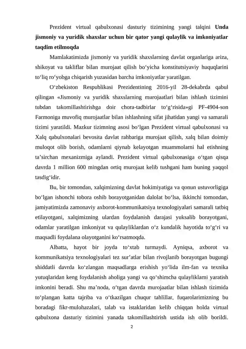 VIRTUAL QABULXONALAR JAMIYATI DEMOKRATLASHTIRISH ME`ZONI 2