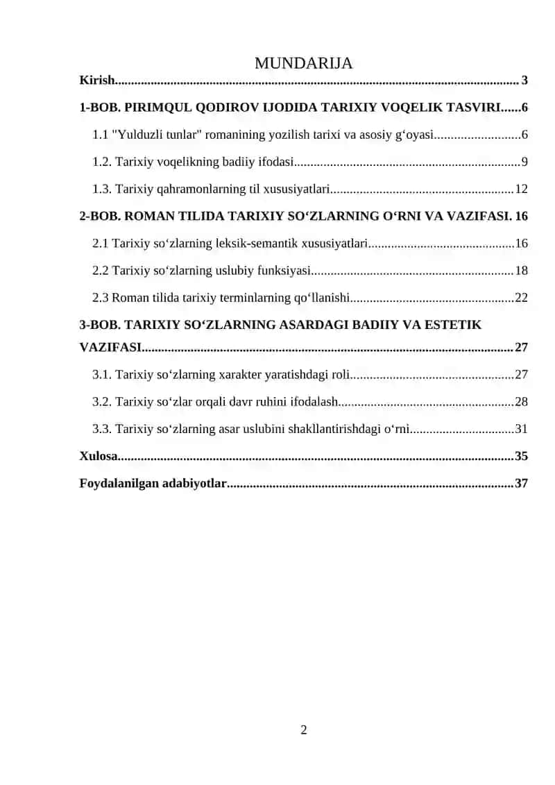 Yulduzli tunlar romanida tarixiy soʻzlarning qoʻllanilishi 2
