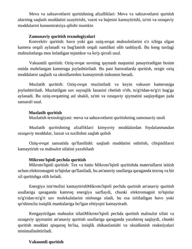 Meva Va Sabzavotlarni Zamonaviy Usulda Quritish 2