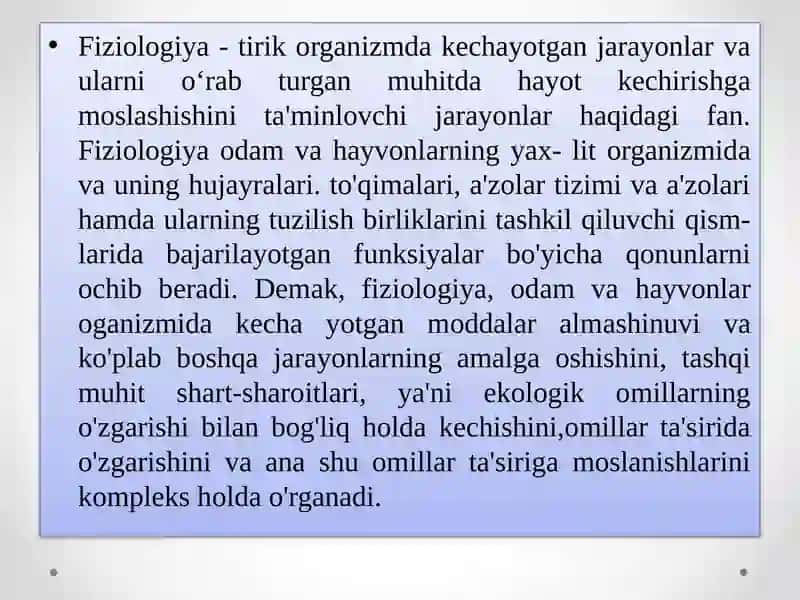 Yoshfiziologiyasi va gigiyena predmeti 2