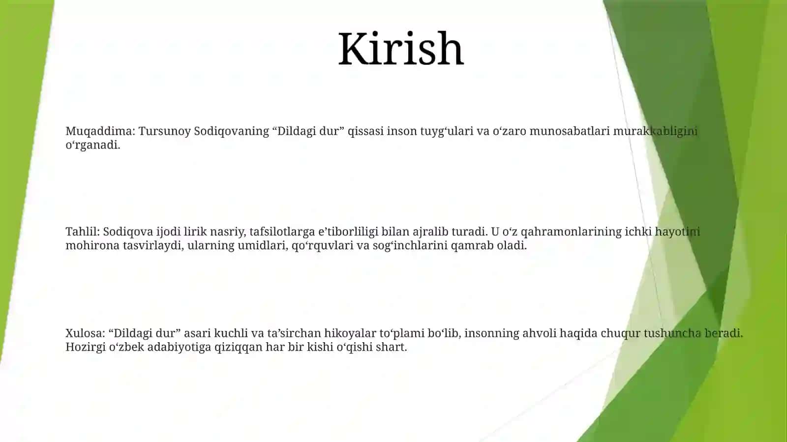Tursunoy Sodiqovaning Dildagi Dur Asari Tahlili 2