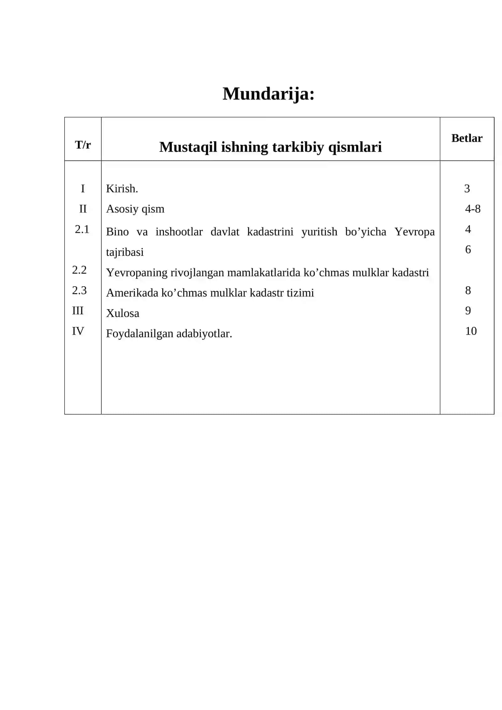 Bino va inshootlar davlat kadastrini yuritish bo’yicha dunyo tajribasi 2