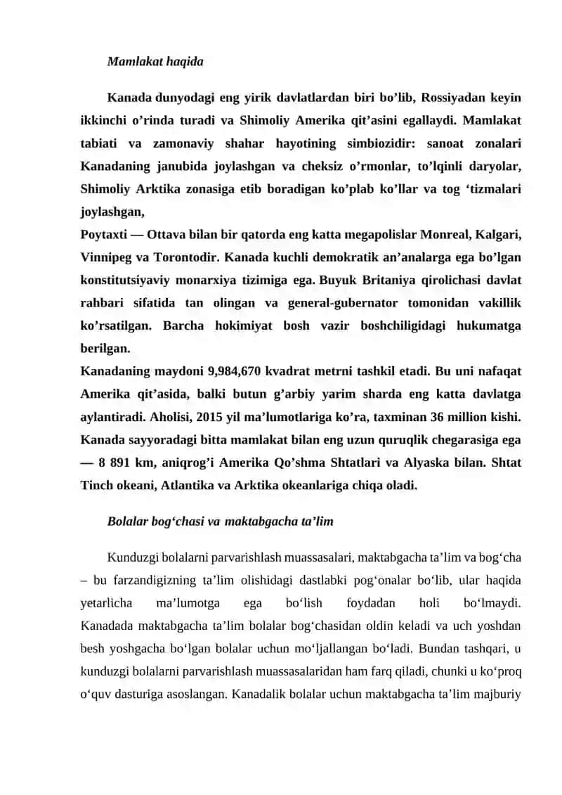 Kanadada maktabgacha, boshlang‘ich, o‘rta va oliy ta’lim tizimi 2