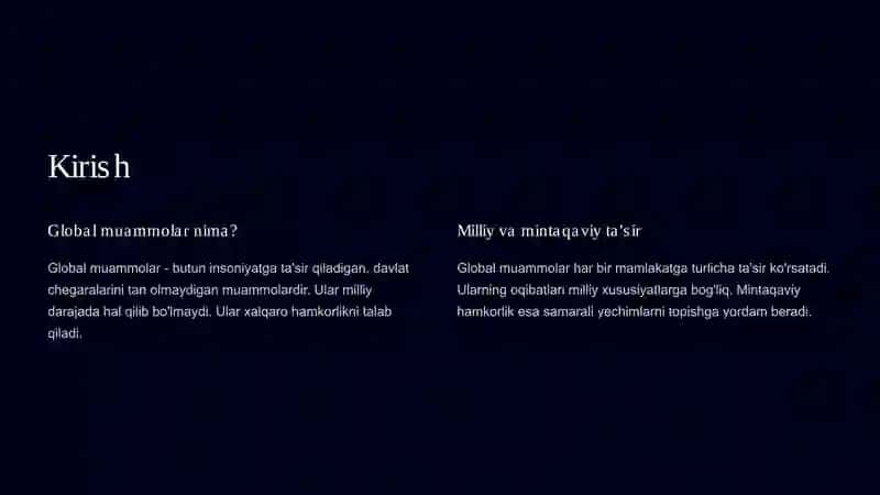 Global muammolarning milliy va mintaqaviy darajadagi yechimlarini topish 2