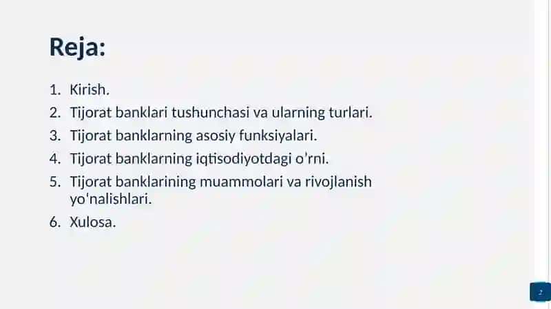 TIJORAT BANKLARI VA ULARNING FUNKSIYALARI 2