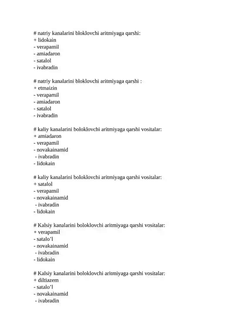 Natriy kanalarini bloklovchi aritmiyaga qarshi 2
