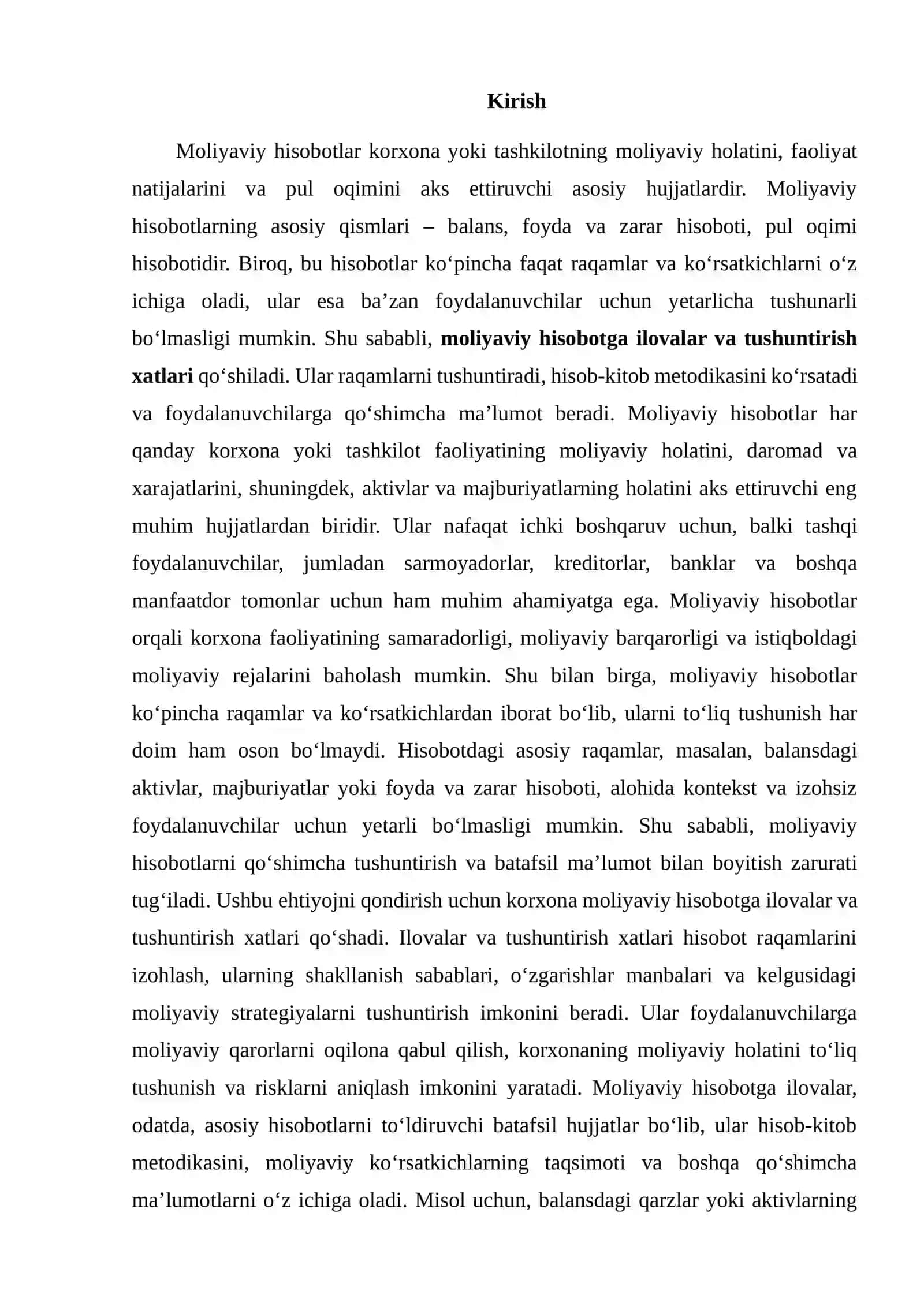 Moliyaviy hisobotga ilovalar va tushuntirish xatlari 2