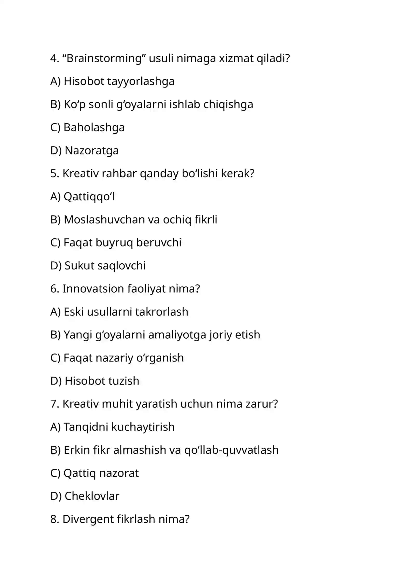 Boʻlajak rahbarning kreativ malakasini oshirish texnalogiyasi 2