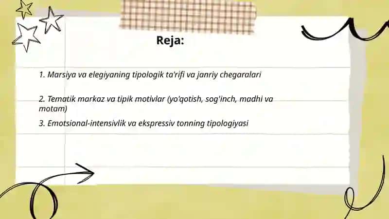 Marsiya va elegiya janriga xos tipologik xususiyatlar 2