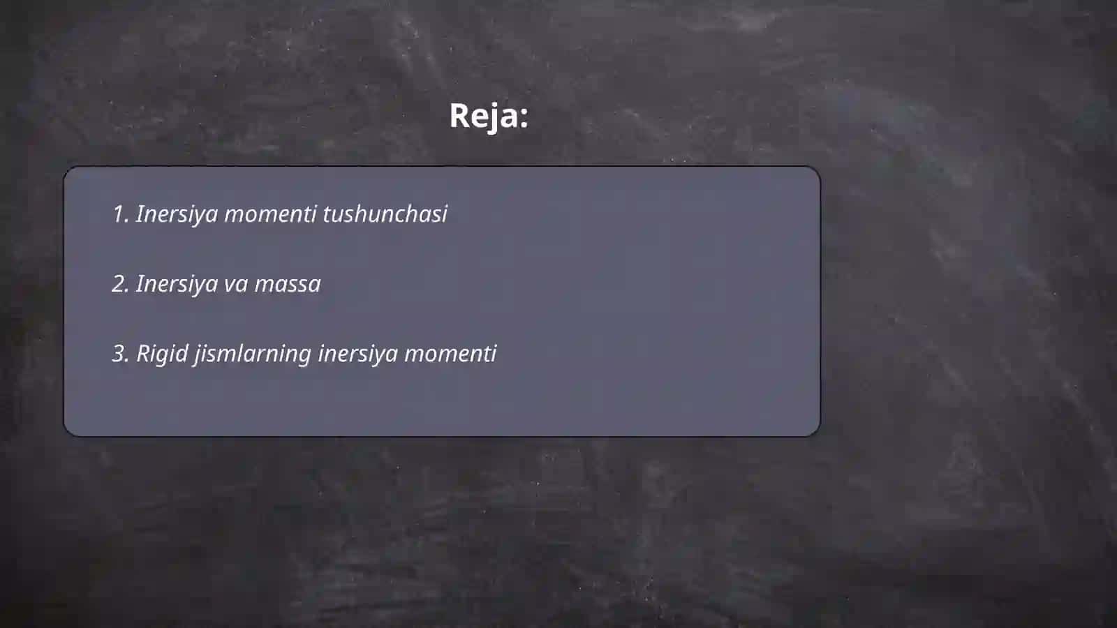 Turli shakldagi jismlarning inersiya momenti uni hisoblash usullari 2