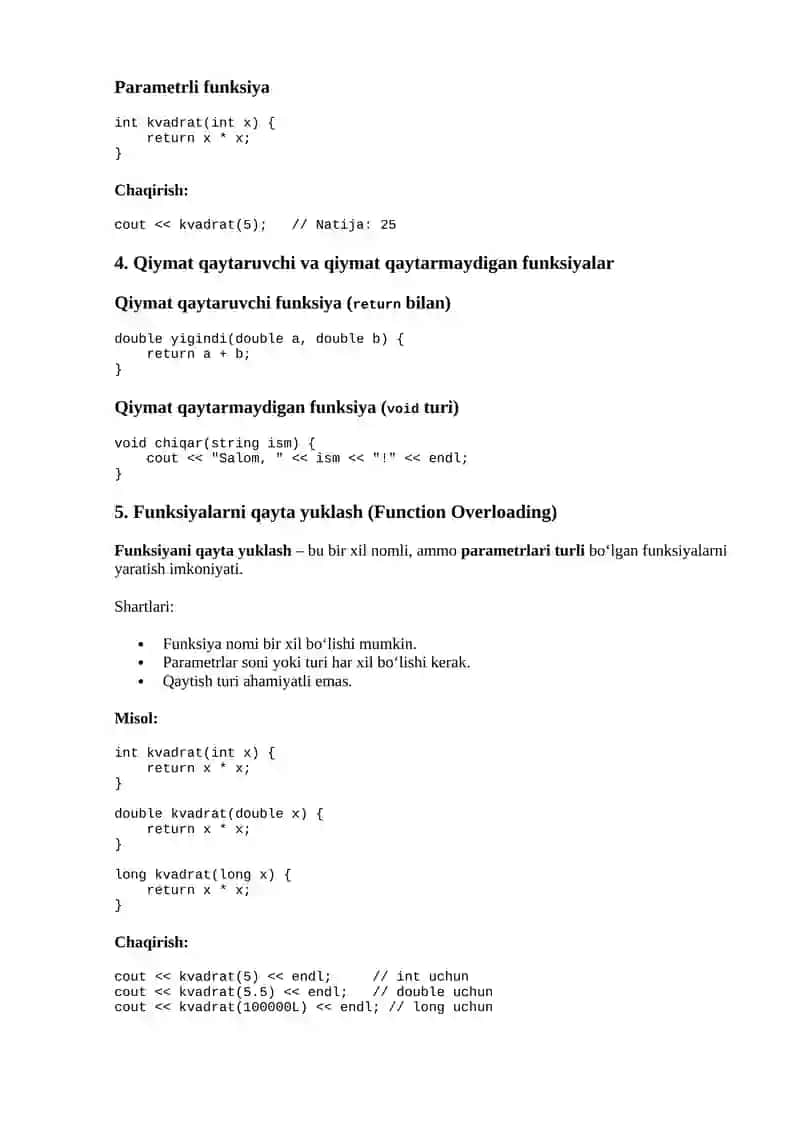 Ma’ruza: Funksiyalar bilan ishlash 2