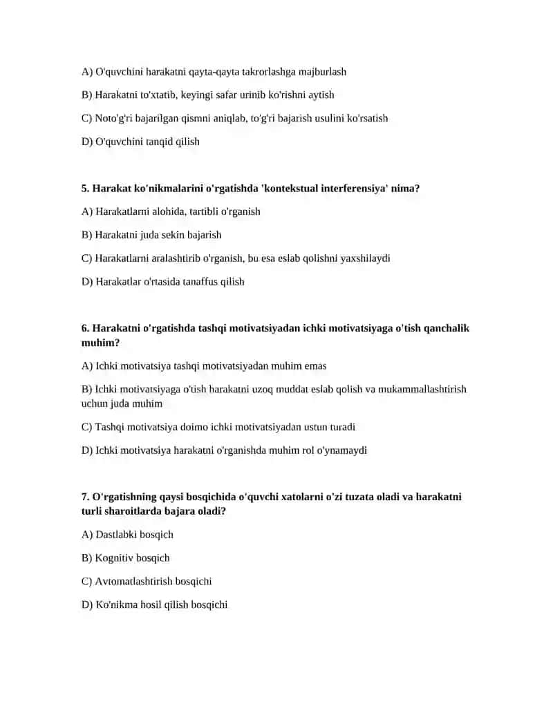 Harakatlarga o‘rgatish bosqichlari 2